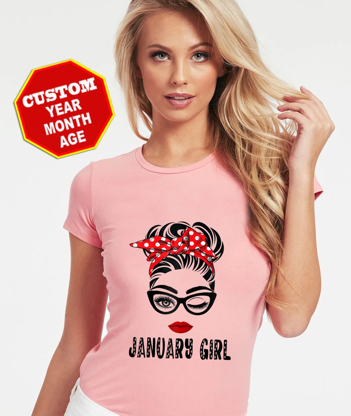 January Girl Woman Face Wink Eyes Shirt