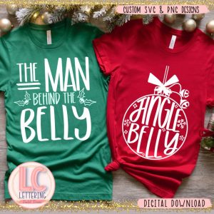 Jingle Belly Christmas MaternityMan Behind The Bump Couple Design - Pregnant Couple Shirt