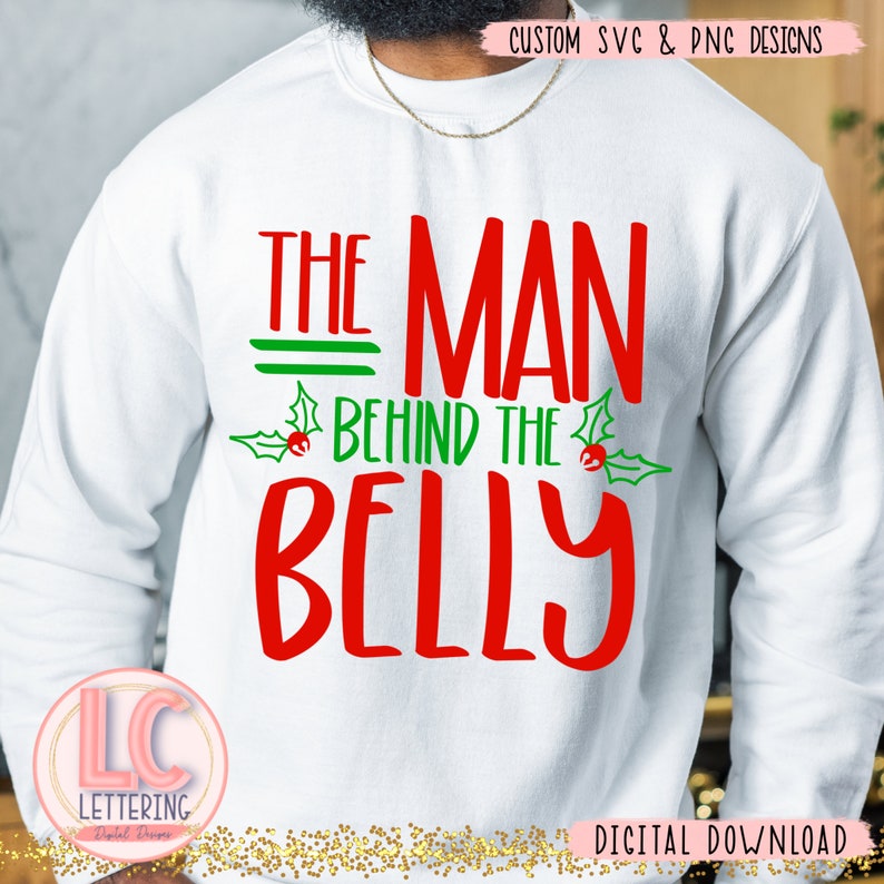 Jingle Belly Christmas Maternity/Man Behind The Bump Couple Design - Pregnant Couple Shirt