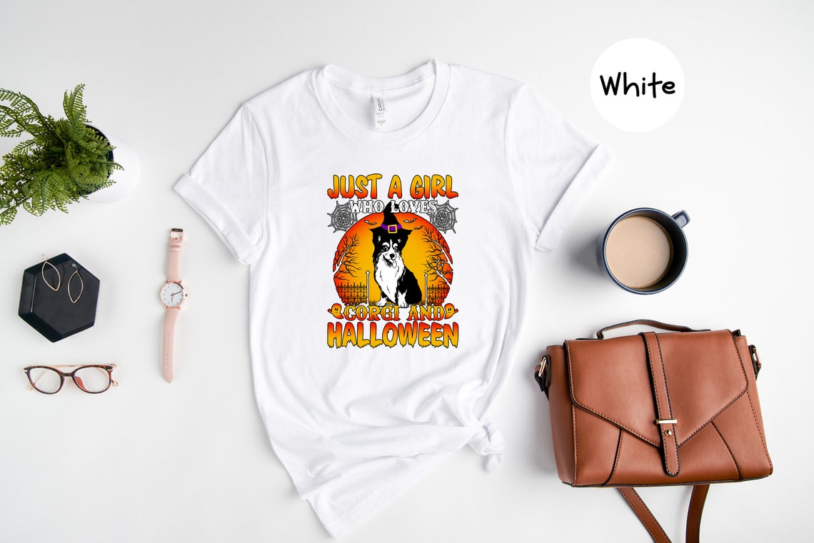 Just A Girl Who Loves Corgi And Halloween Shirt, Dog Mama Shirt, Corgi Mom Shirt, Halloween Outfit, Spooky Season Shirt