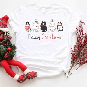 Meowy Christmas Shirt, Christmas Cat Shirt, Merry Christmas, Cat Lover Shirt, Christmas Gift, Christmas Gift For Cat Mom Gifts For Cat Lover