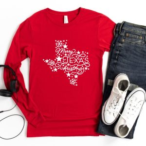 Mery Texas Christmas Long sleeve T-shirt, Christmas Quarantine, Family Christmas Long Sleeve, Gift for Christmas, Texas State Long Sleeve