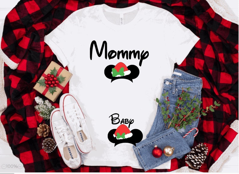 Mommy Mouse Baby Minnie Mouse Christmas Maternity Shirt, Cute Maternity Shirt, Pregnancy announcement Shirt