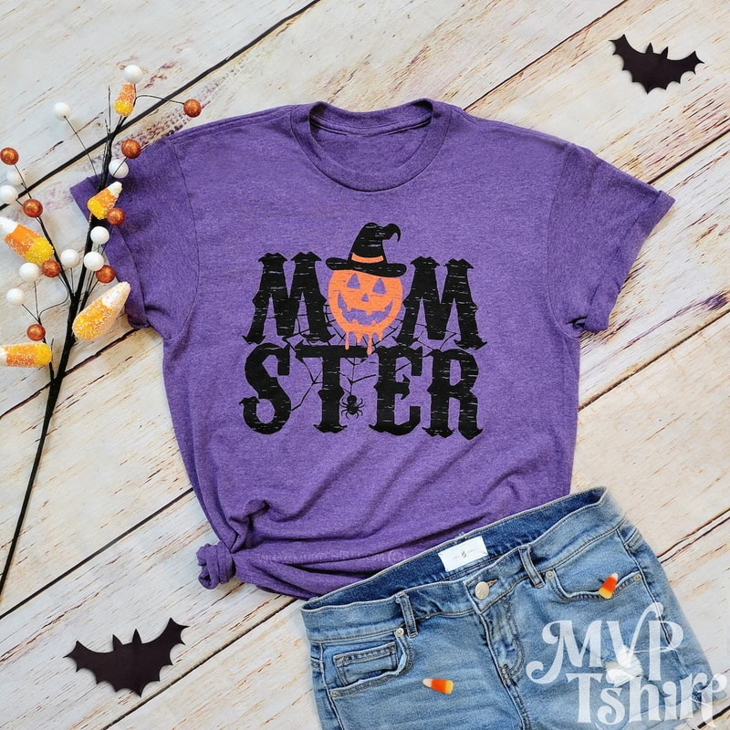 Momster Shirt, Mom Halloween shirt, Cute Halloween tee, Pumpkin print shirt, Women Fall graphics, Trick or treat shirt