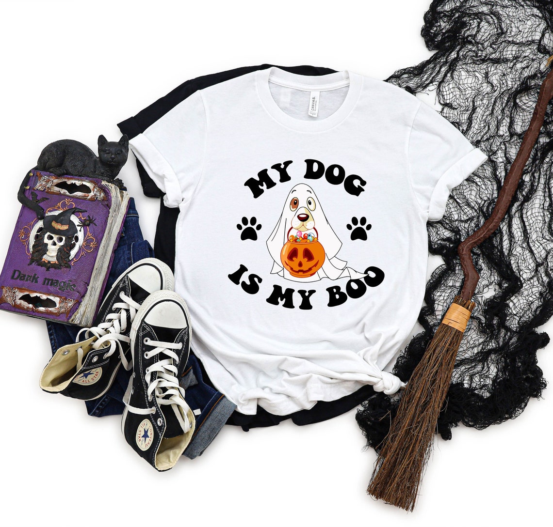 My Dog is My Boo Halloween Shirt, Cute Halloween Shirt, Spooky Dog Tee, Spooky Pumpkin Tee, Ghost Dog Shirt, Dog Mom Shirt,Halloween Dog Tee