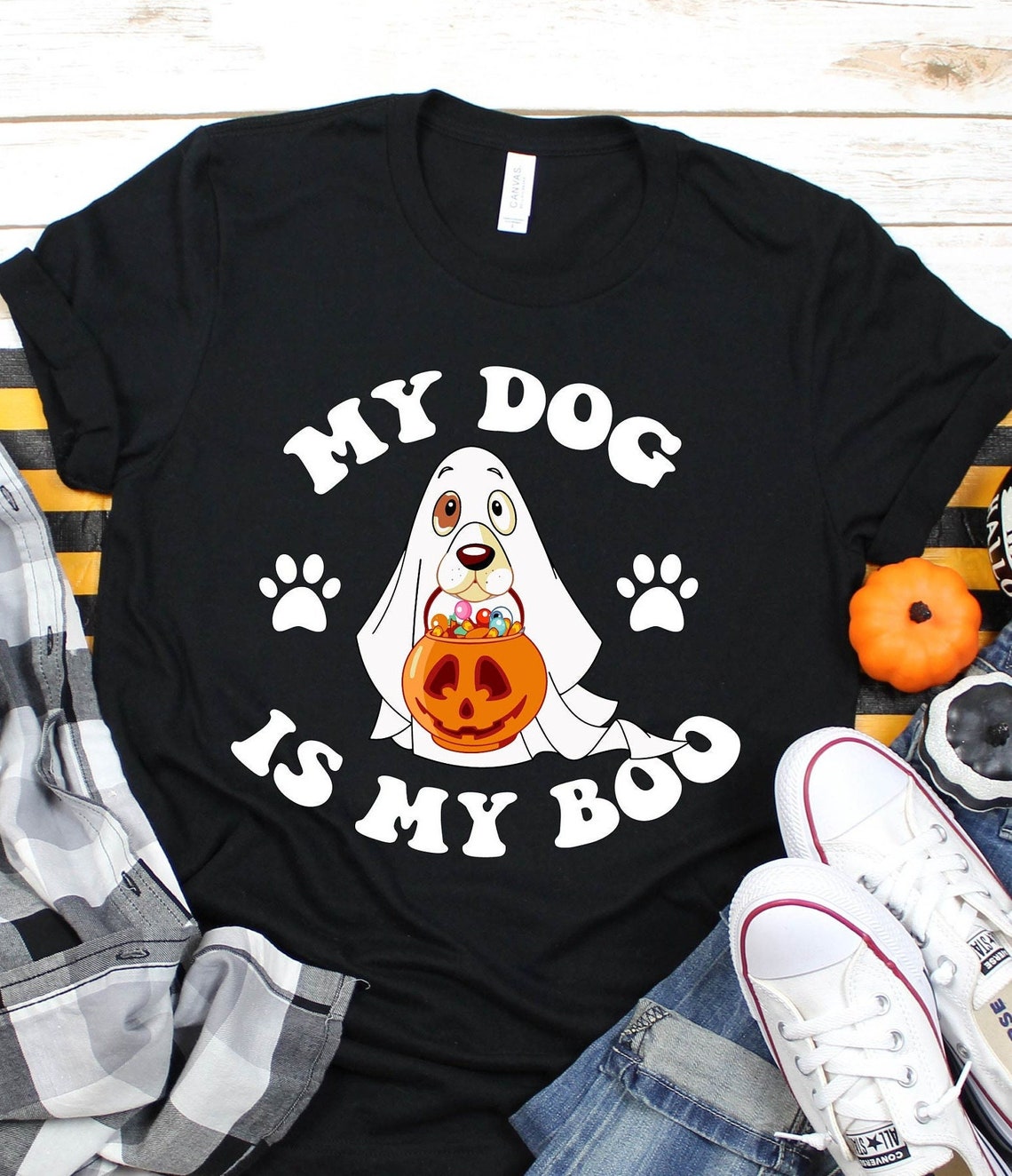 My Dog is My Boo Halloween Shirt, Cute Halloween Shirt, Spooky Dog Tee, Spooky Pumpkin Tee, Ghost Dog Shirt, Dog Mom Shirt,Halloween Dog Tee