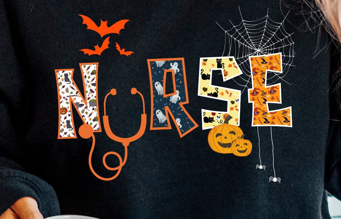 Nurse Halloween Sweatshirt, Halloween Shirt for Nurses, Halloween Shirt for ICU Nurse, Cute Nuse Fall Shirt, CRNA Halloween Shirt