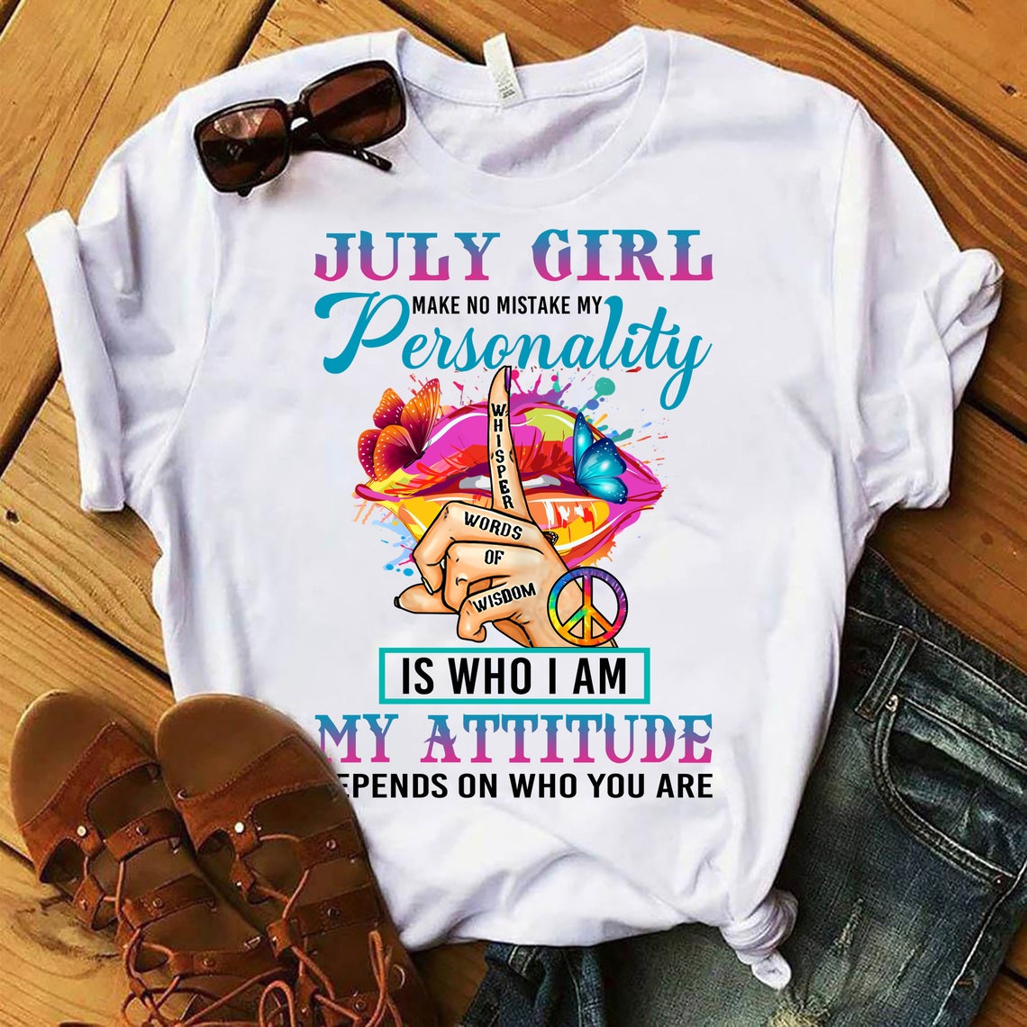 Peace Lips Shirt For Girl, July Birthday