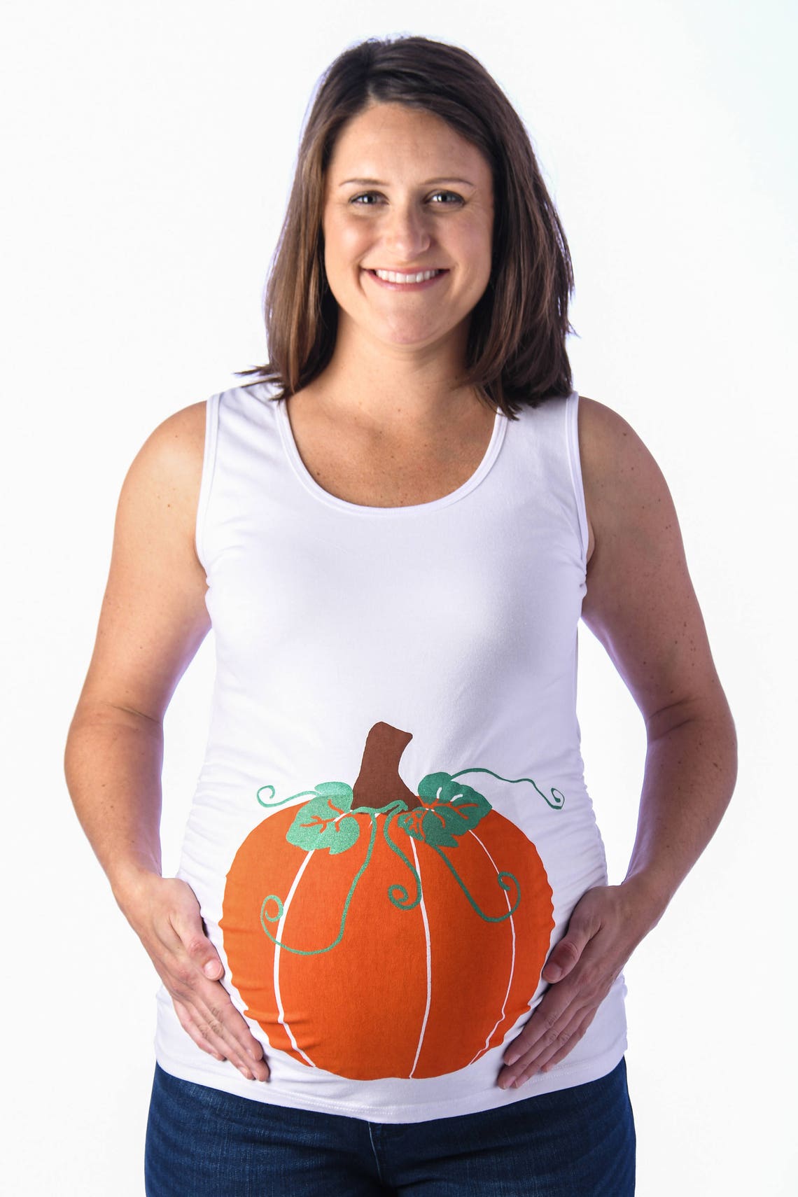 Pumpkin Maternity Shirt, Halloween maternity Shirt, Pregnant Halloween Costume, Pumpkin Spice Gender Reveal, Funny maternity, white tee
