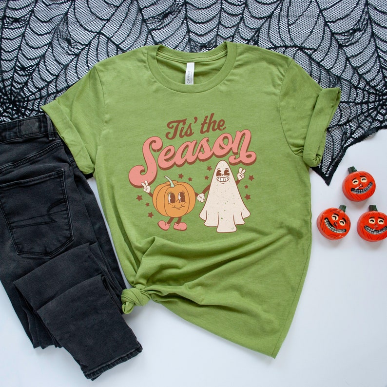 Retro Halloween Shirt Fall Shirts Ghost Shirt Fall Apparel Pumpkin Shirt Halloween Tshirt Spooky Season Shirt Cute Halloween Graphic Tee