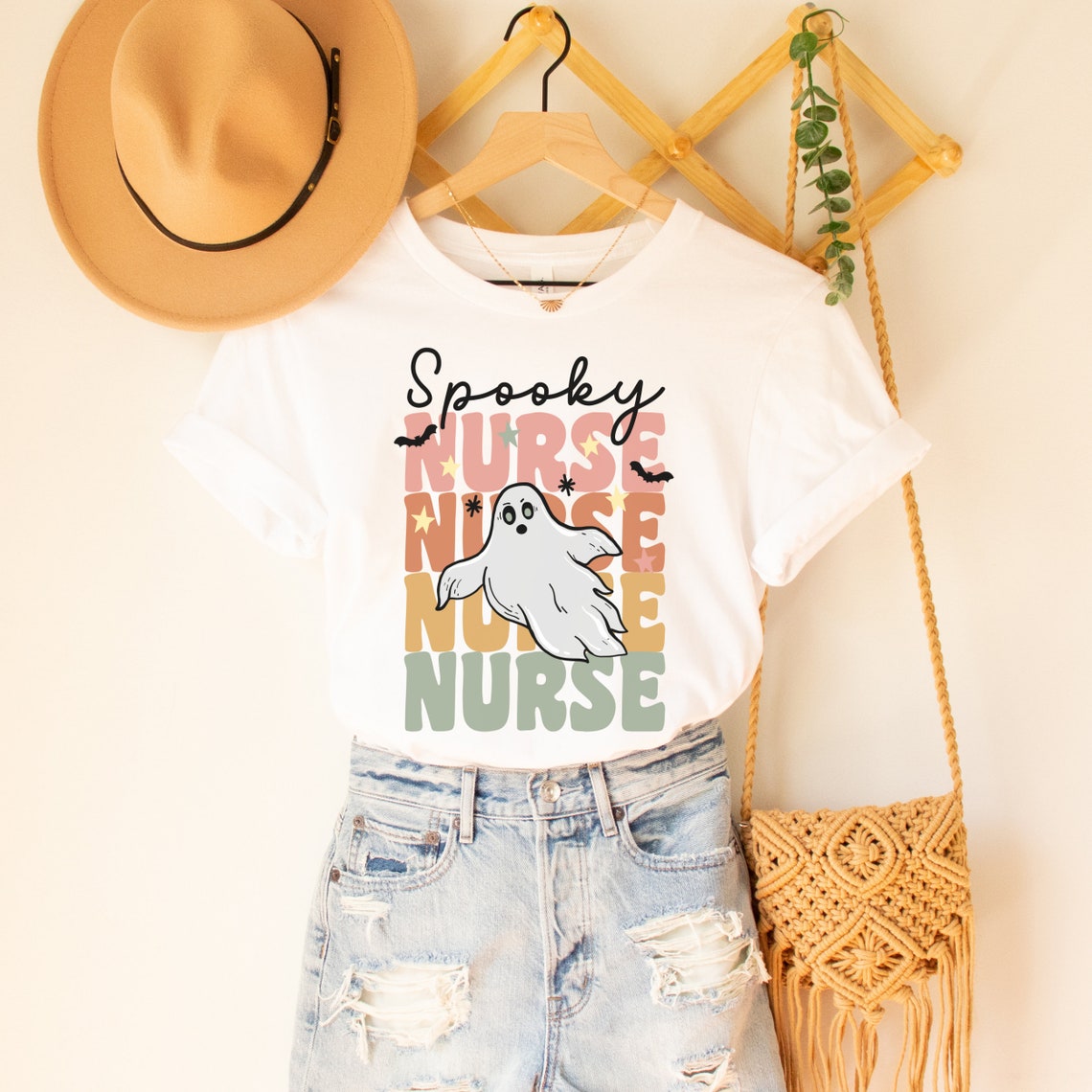 Retro Halloween nurse shirt, Spooky Nurse Shirt,Spooky Season,Fall Nurse Shirt,Gift for Nurse, New Nurse, Funny Nurse Tee, Nurse Ghost shirt