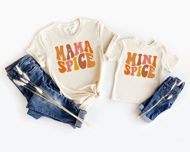 Retro Mama Spice & Mini Spice Matching Shirts, Halloween Mommy and Me Shirt, Halloween Mom and Baby Shirts,Kids Halloween Shirt, Autumn Tees
