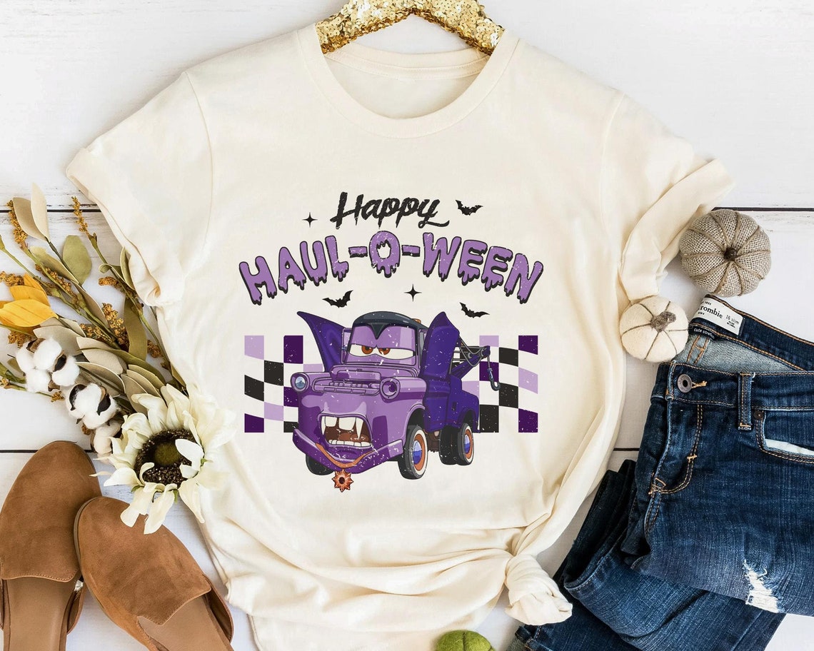 Retro Mater Vampire Shirt, Happy Haul-o-ween T-shirt, Disney Cars Checkerboard Tee, Disneyland Halloween Party Gift, Disney Fall Shirt