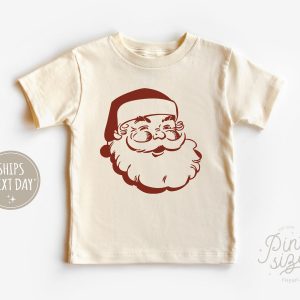 Retro Santa Toddler Shirt - Cute Christmas Kids Shirt - Holiday Natural Toddler Tee
