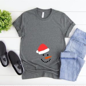 Santa Hat Snowman Maternity Shirt, Christmas Pregnancy Shirt, Maternity Shirt, Cute Snowman Maternity Shirt, Pregnancy Shirt