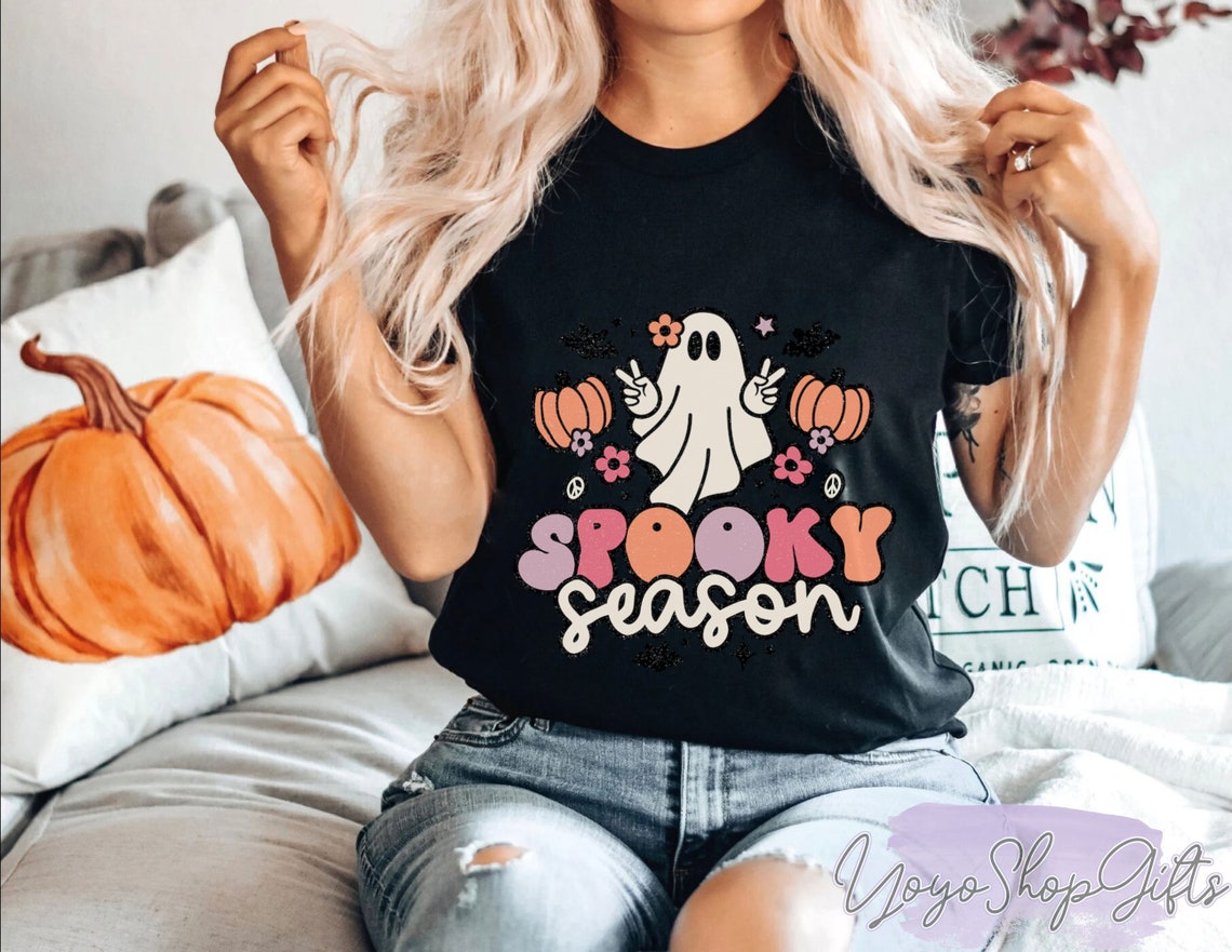 Hippie halloween retro halloween cute design de camiseta com estilo  descolado boo ghost abóbora bruxa etc.