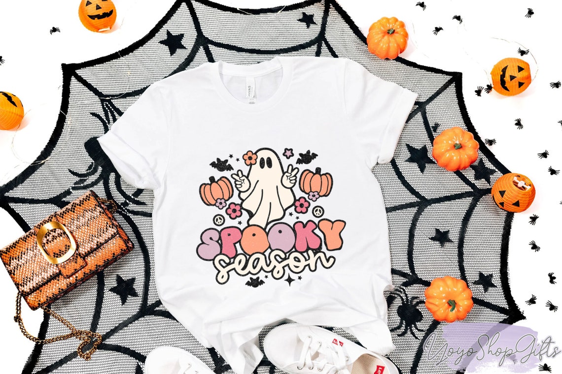 Spooky Season Shirt, Hippie Halloween Shirt, Boo Ghost Fall Autumn Pumpkin Retro, Cute Halloween Shirt, Halloween Apparel Ideas