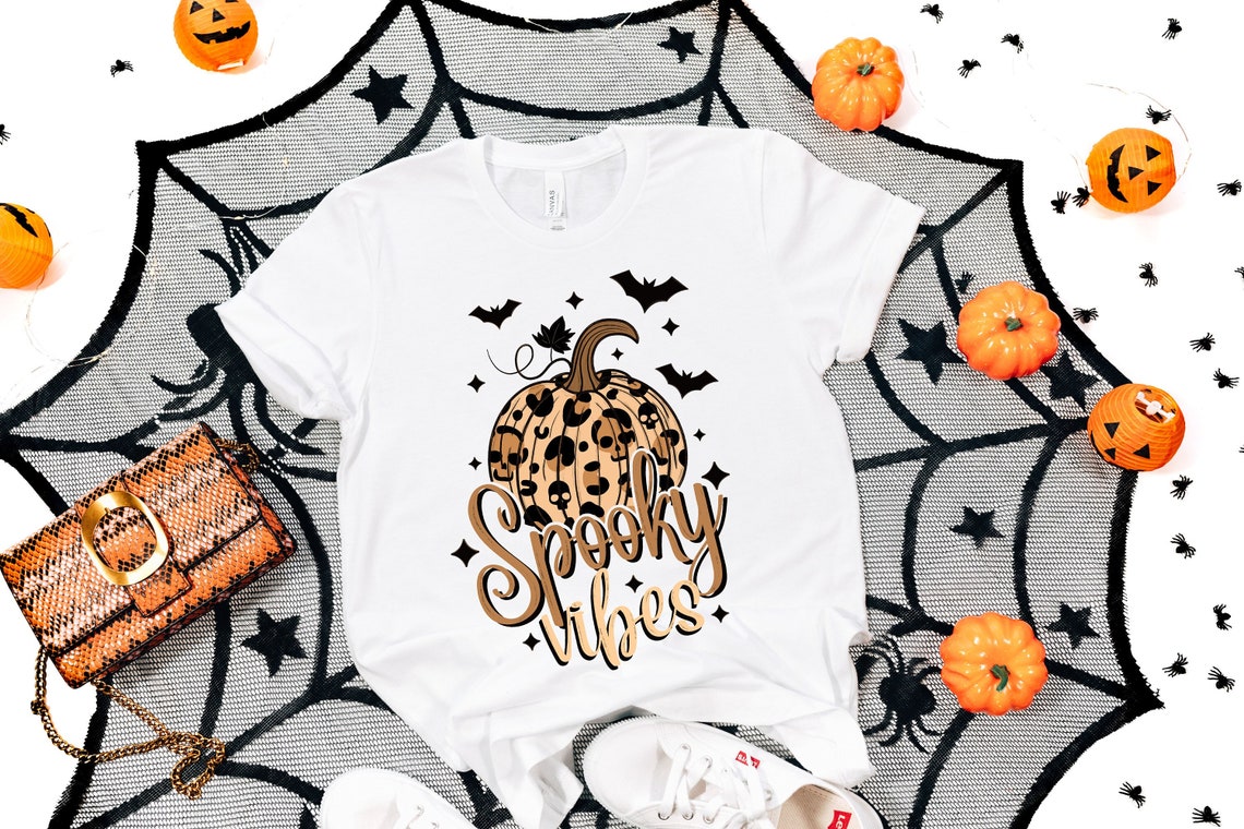 Spooky Vibes shirt, Spooky vibe tshirt, Halloween Leopard shirt, Retro Halloween shirt,Funny Halloween shirt, Halloween shirt,Spooky tshirt