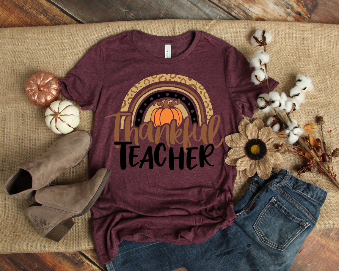 Thanksgiving Teacher Shirt,Thankful Rainbow Pumpkin Shirt,Thanksgiving Vacation Shirt,Family Thanksgiving Shirt,Thanksgiving Dinner Shirt