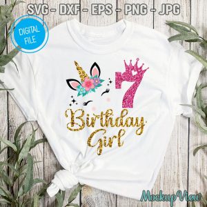 Unicorn Seventh Birthday Girl