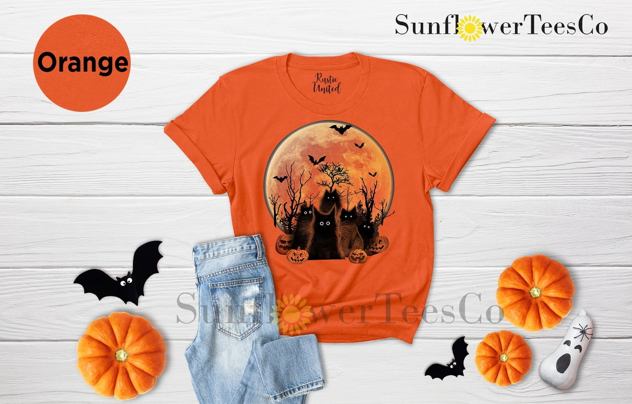 Halloween Gift, Black Cat Shirt, Cat Lovers, night shirt,Cat Murder Halloween t-shirt, Funny Halloween T-Shirt, Black Cats & Pumpkins Shirt,