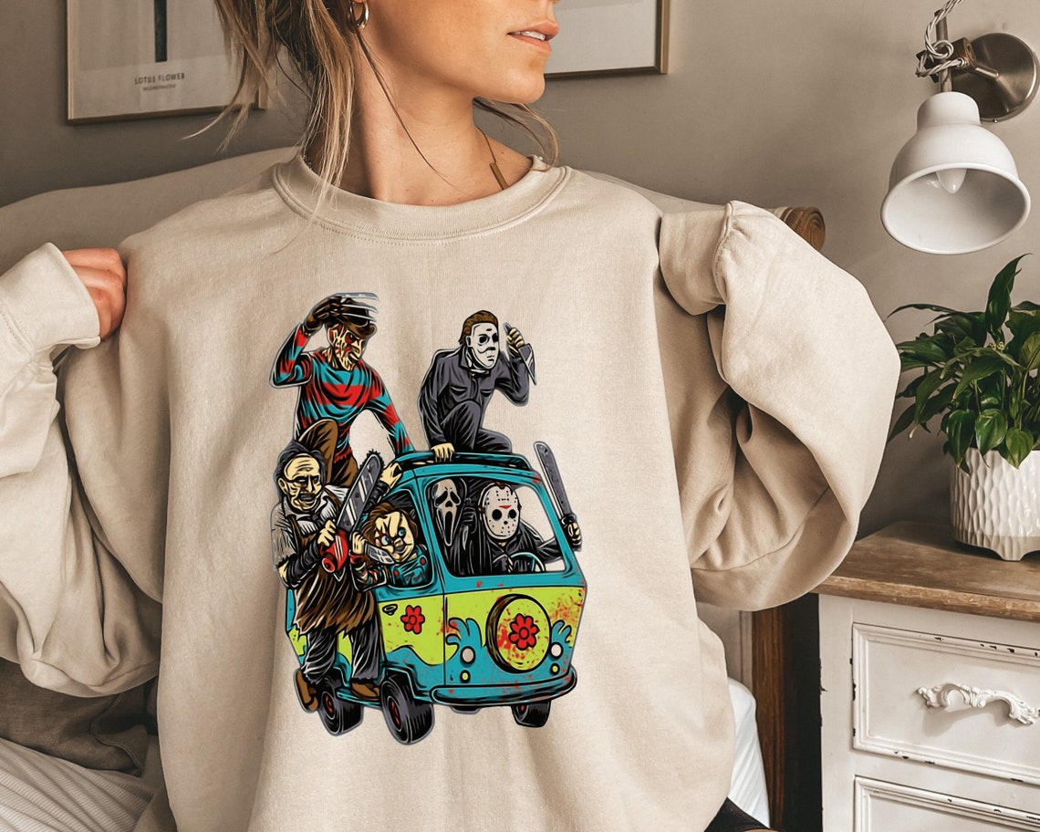 Halloween Sweatshirt and Hoodie, Horror Movie Shirt, Horror Movie Characters T-shirt, Horror Movie Gift, Horror Fan Gift,Horror Movie Hoodie
