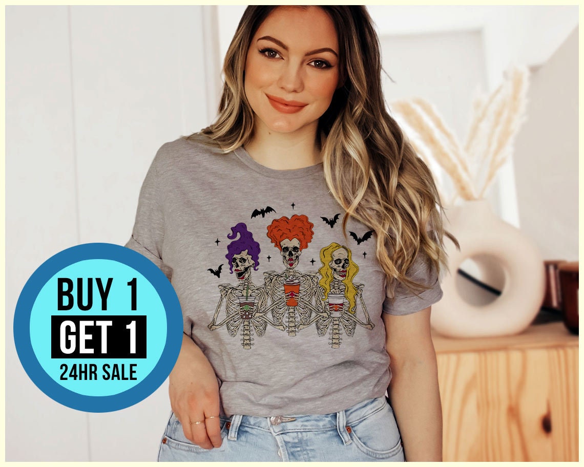 Hocus Pocus T-Shirt | Disney Halloween Shirt | Sanderson Sisters Skeleton Coffee T-Shirt | Hocus Pocus Halloween T- Shirt | Cute Halloween