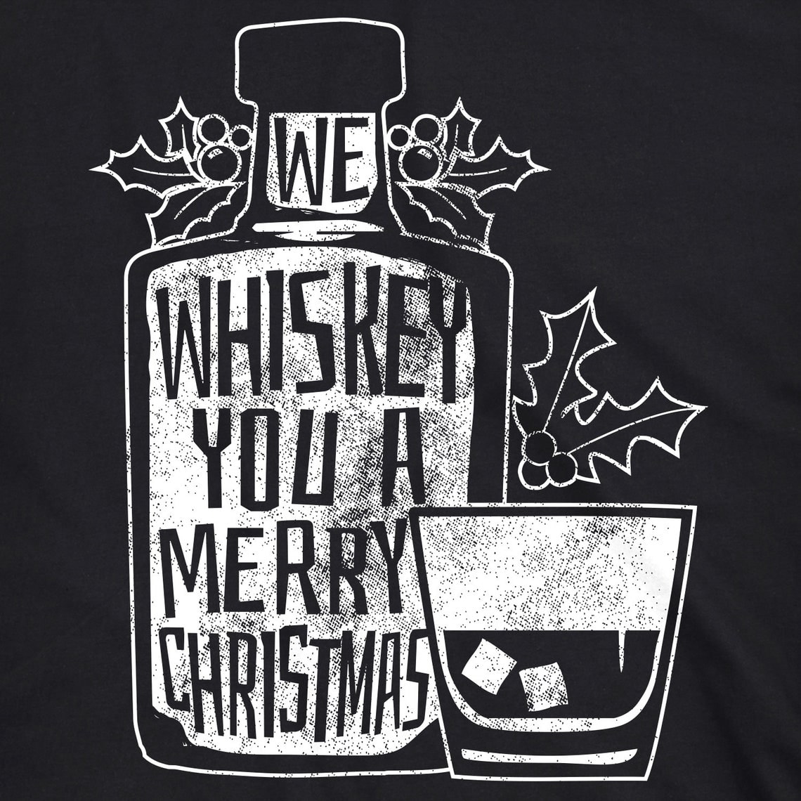 We Whiskey You A Merry Christmas, Christmas Shirt Men, Whisky Christmas Shirt, Black T Shirt Xmas, Whiskey Lover Gift, Xmas Drinking Gifts