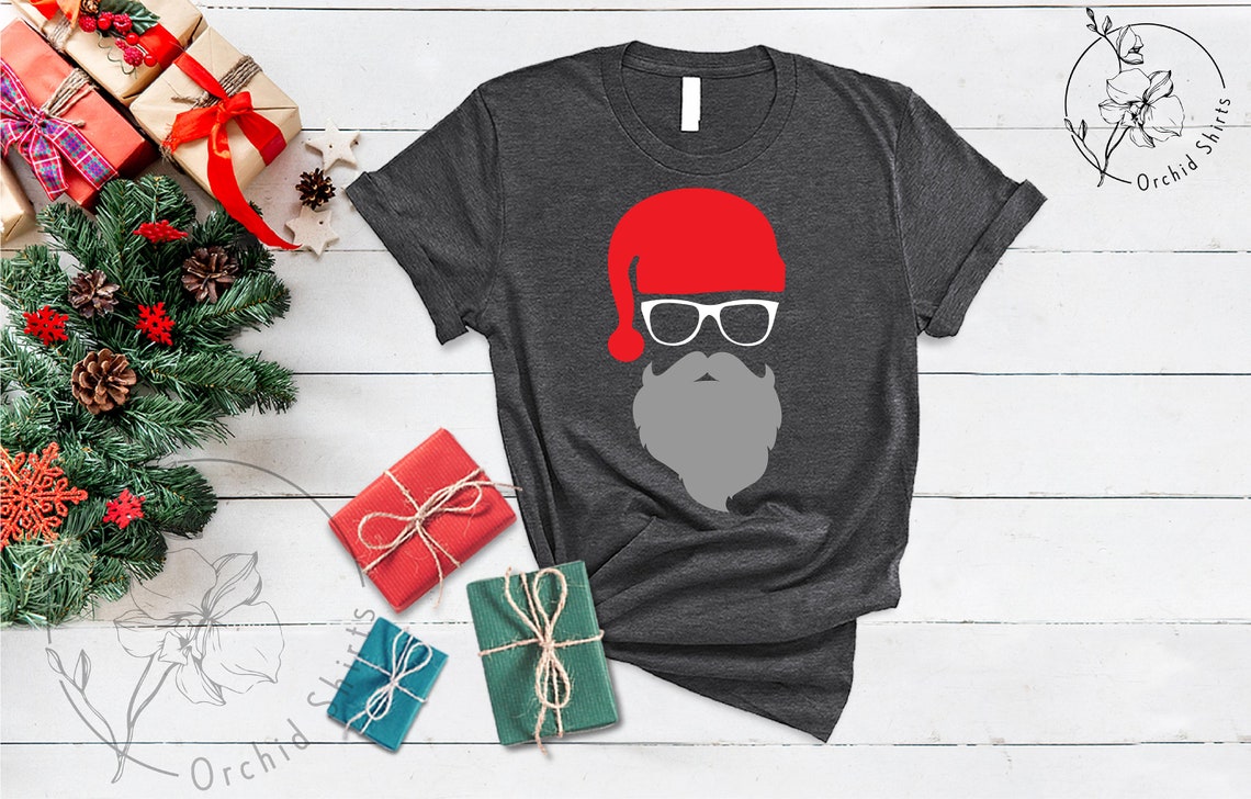 Santa Claus Shirt, Christmas Shirt, Hipster Shirt, Funny Christmas Tshirt, Mens Christmas Shirt, Gift For Men, Christmas Gift, Santa Glasses