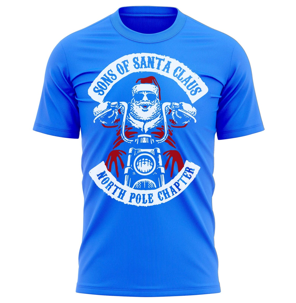 The North Pole Chapter Biker Christmas T-Shirt Santa Xmas Tee Shirt Gift Present