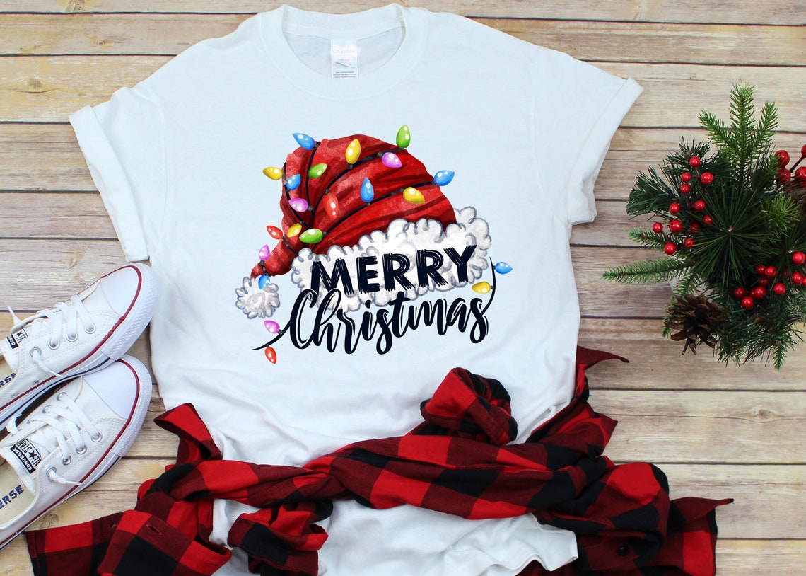 Santa Hat Christmas shirt, Santa Shirt, Christmas tee, Merry Christmas Shirt, Christmas holidays Shirt, Cute shirt for kids and adults