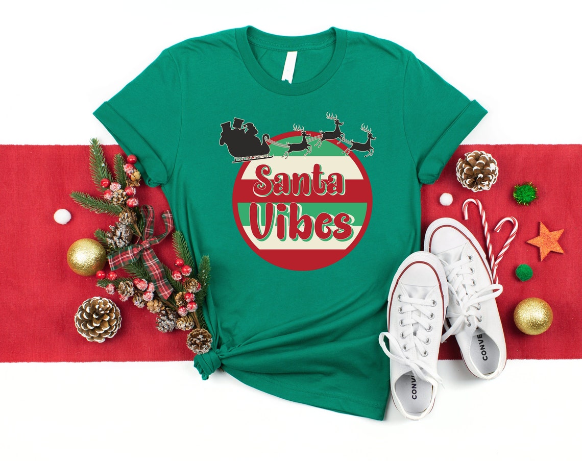 Santa Vibes Shirt, Merry Christmas Shirt, Christmas Shirt, Christmas Gifts, Shirts For Christmas, Christmas Outfit, Funny Christmas Shirt