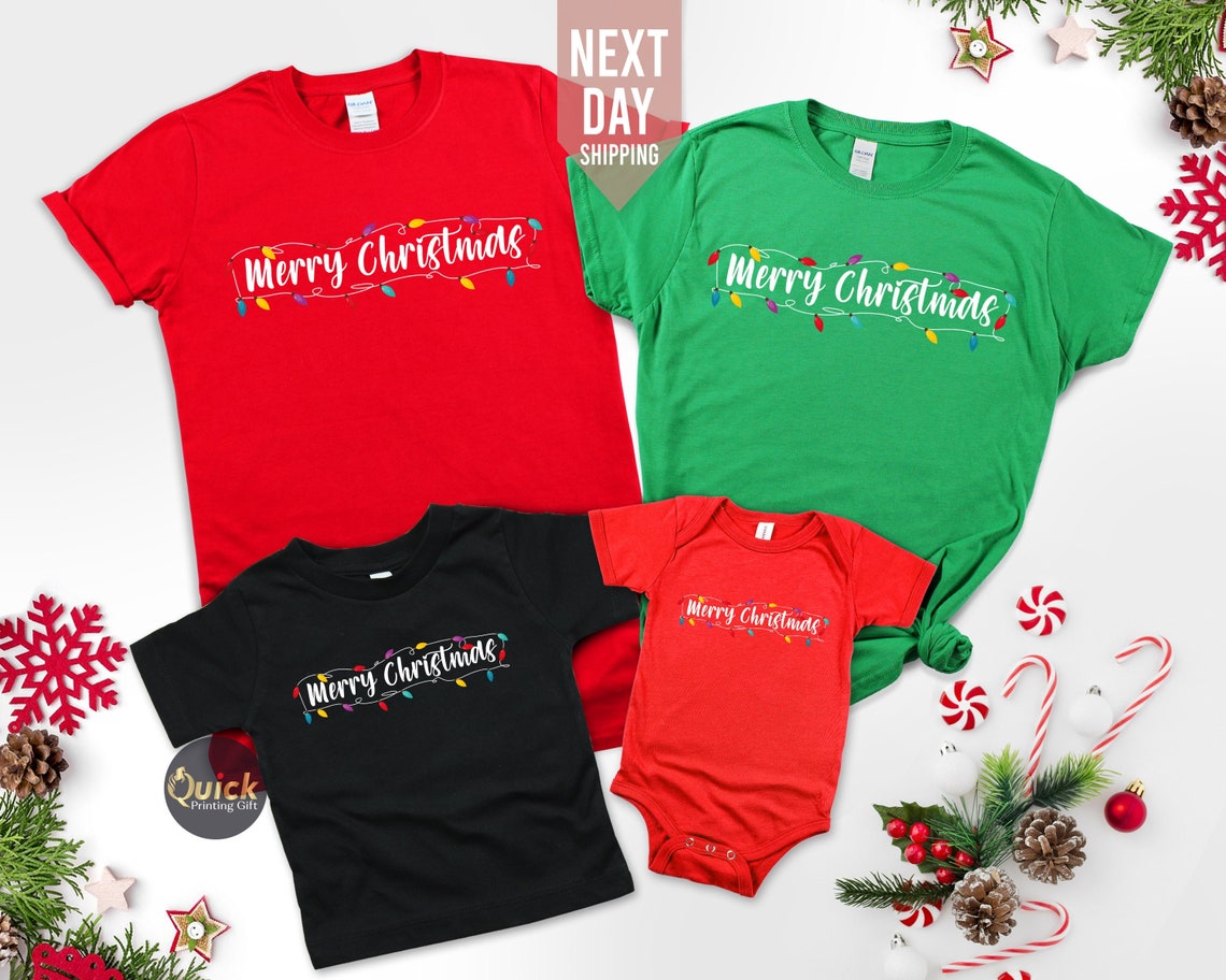 Merry Christmas Tshirt UK, Matching Family Christmas Outfit, Cute Christmas Shirts for Women Men, Holiday Shirt, Xmas Gifts for her him