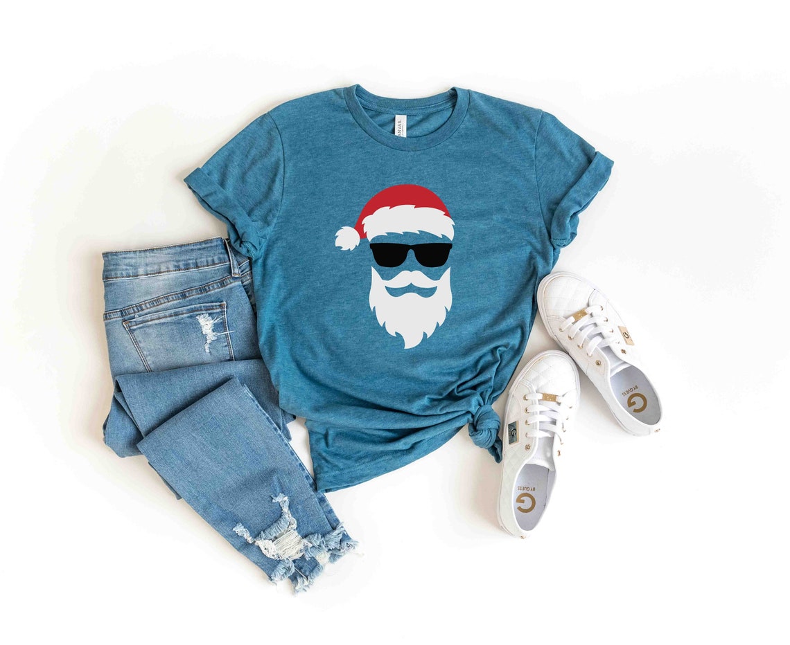 Christmas Santa Shirt, Hipster Santa T-Shirt, Funny Christmas Tee, Men Christmas Shirt, Santa With Sunglasses Shirt, Hipster Christmas Tee