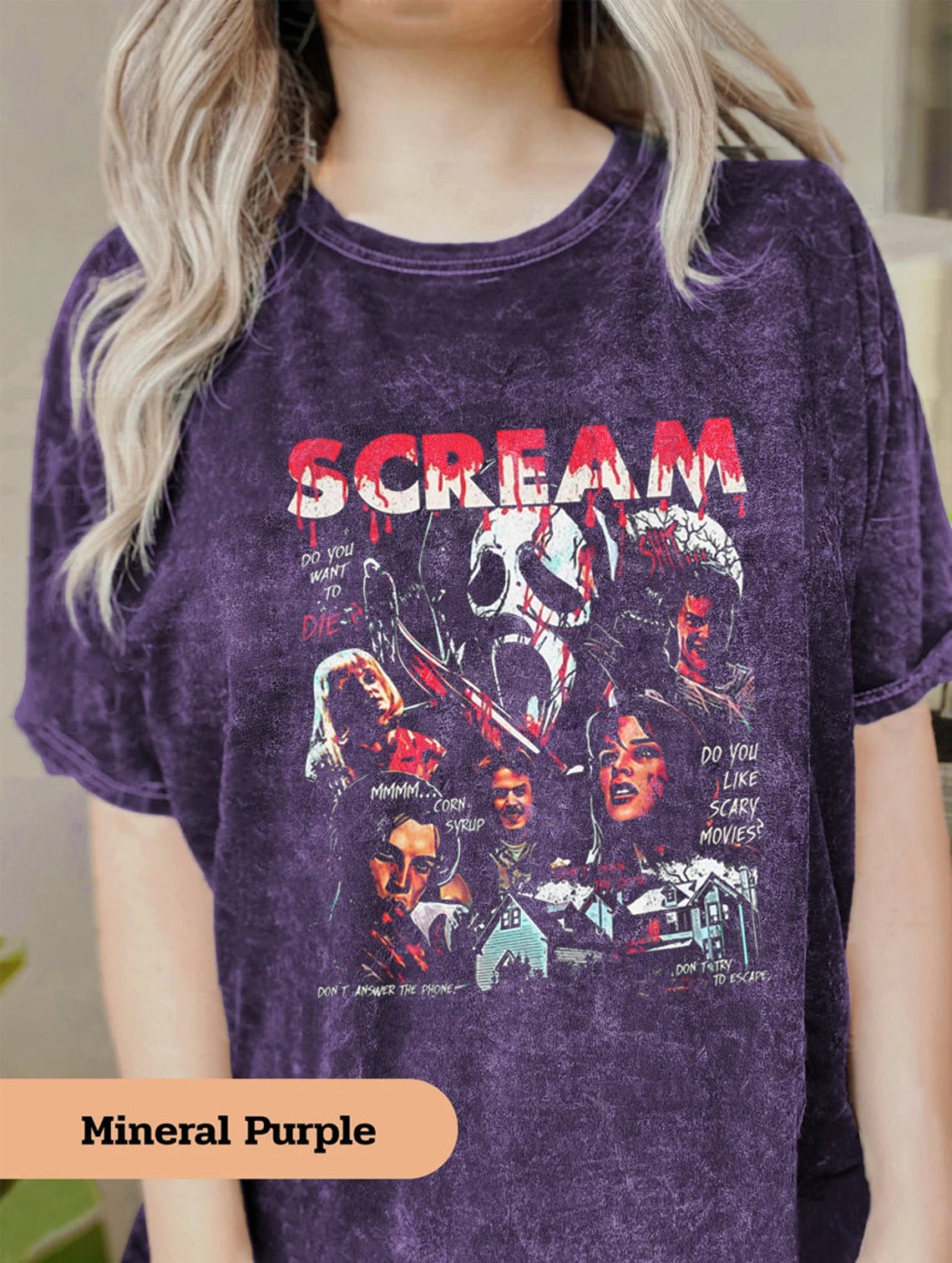 Exceed Trust range Retro 90s S C R E A M Movie Unisex Mineral Wash T-Shirt, Horror Movie Fan  Shirt, Vintage Halloween Shirt, Funny Halloween Shirt | StirTshirt