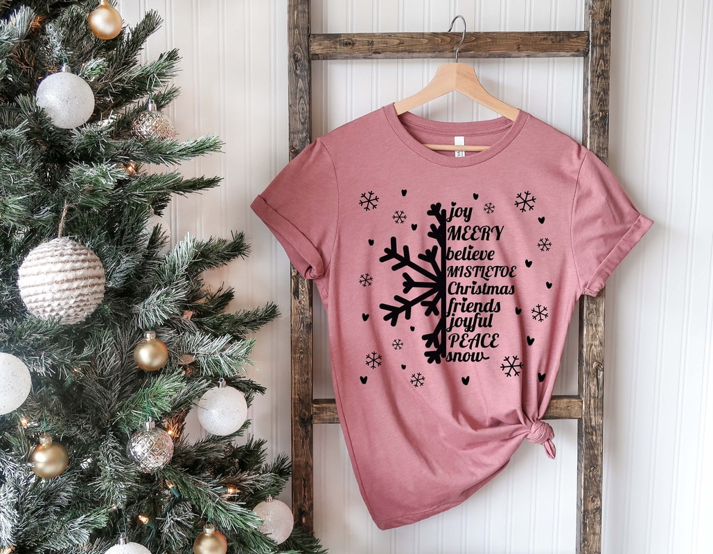 Snowflake Christmas T-shirt, Joy Merry Believe Joyful Peace Snowflake Christmas T-Shirt, Christmas Tee, Cute Christmas Shirts, Gift for Her