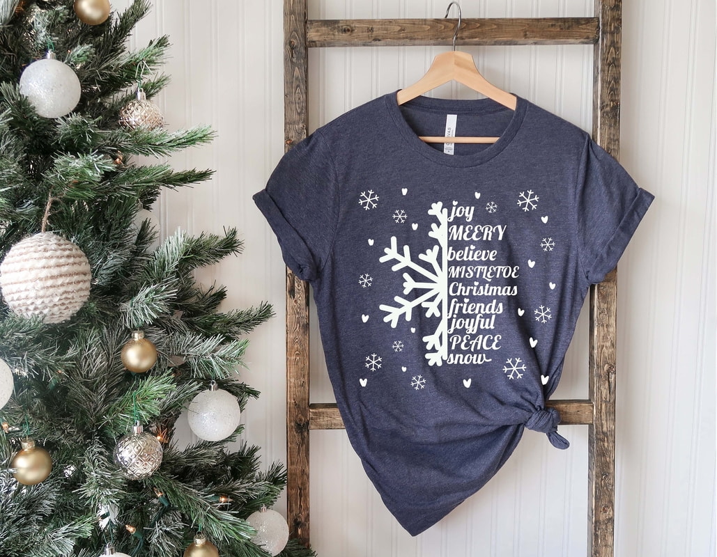 Snowflake Christmas T-shirt, Joy Merry Believe Joyful Peace Snowflake Christmas T-Shirt, Christmas Tee, Cute Christmas Shirts, Gift for Her