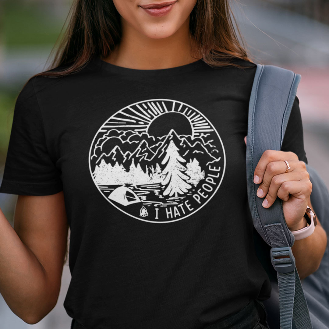 Funny Camping Shirt Hiking Outdoor I Hate People