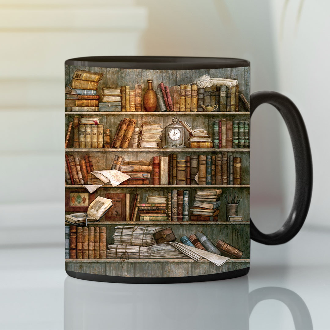 Bookshelf Mug Book Lovers Librarian Coffee Mug