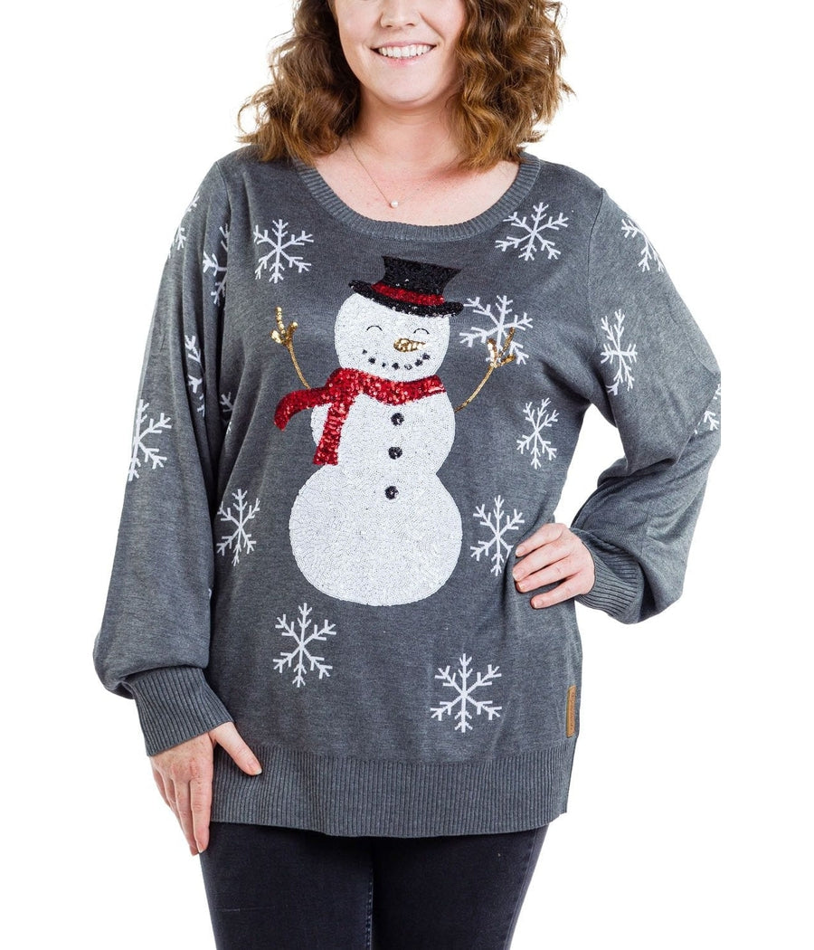 WOMEN'S SEQUINED SNOW DAY UGLY CHRISTMAS SWEATER