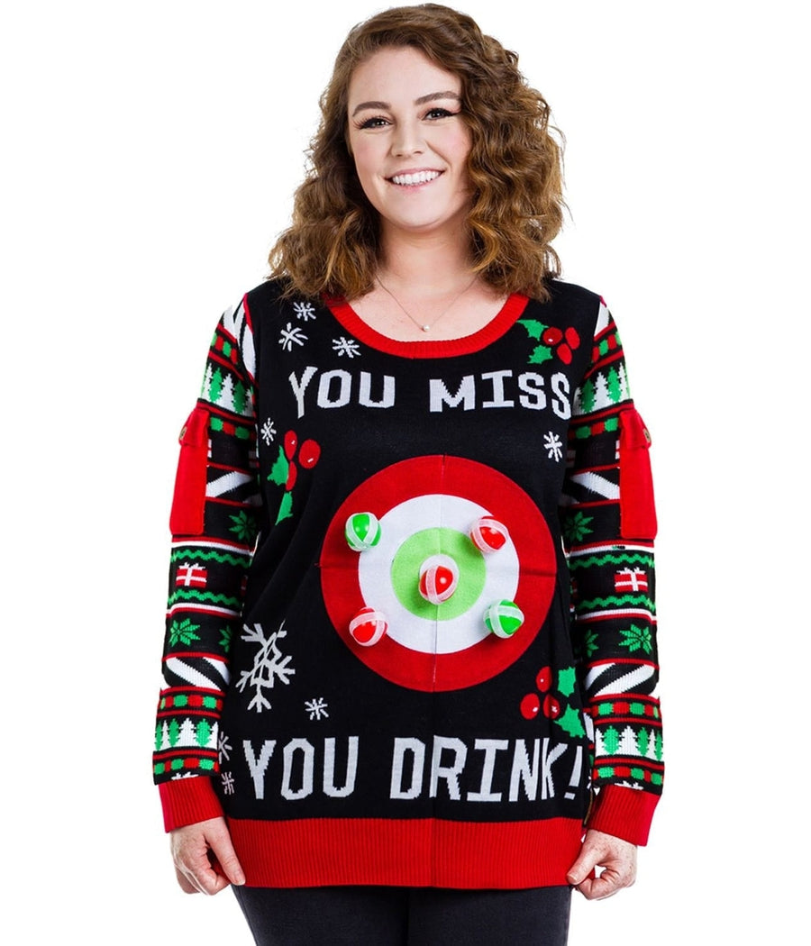 WOMEN'S DRINKING GAME PLUS SIZE UGLY CHRISTMAS SWEATER