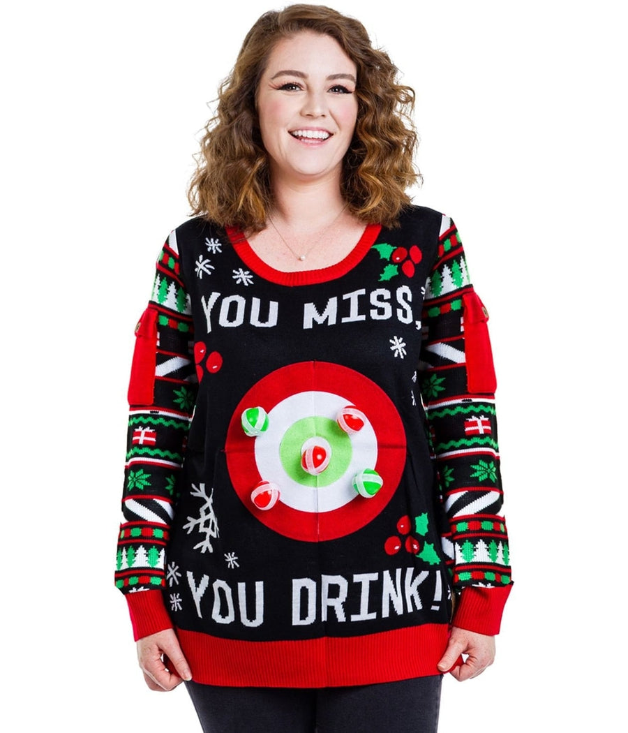WOMEN'S DRINKING GAME PLUS SIZE UGLY CHRISTMAS SWEATER