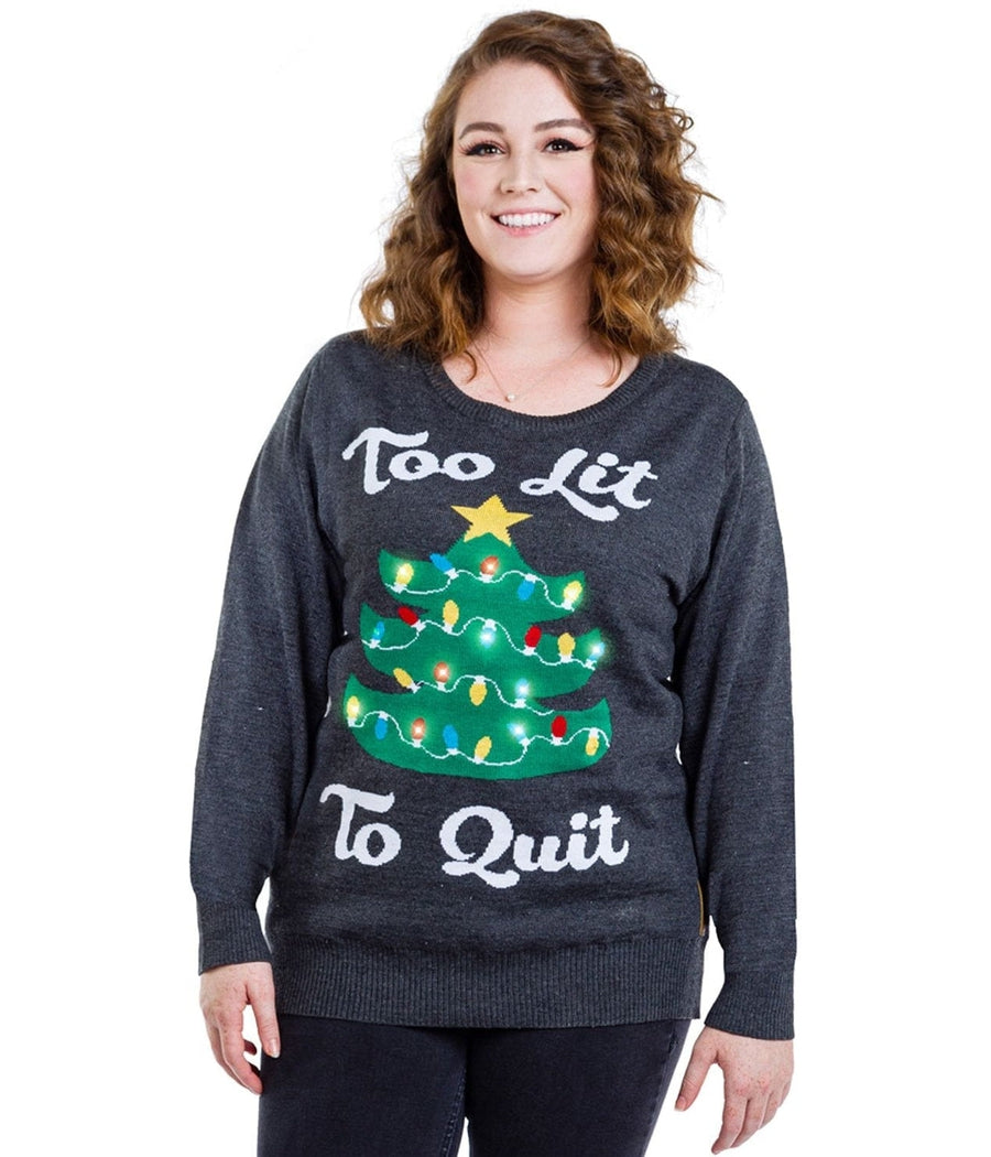 WOMEN'S TOO LIT LIGHT UP PLUS SIZE UGLY CHRISTMAS SWEATER