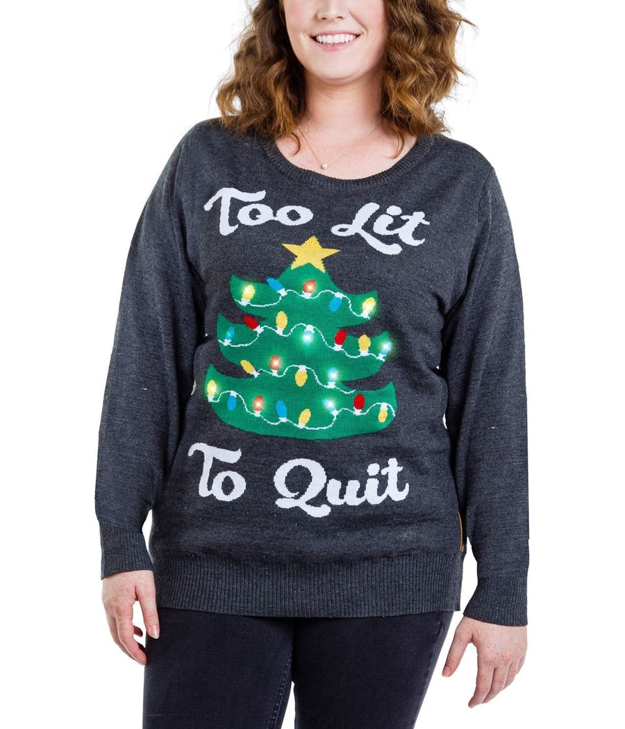WOMEN'S TOO LIT LIGHT UP PLUS SIZE UGLY CHRISTMAS SWEATER