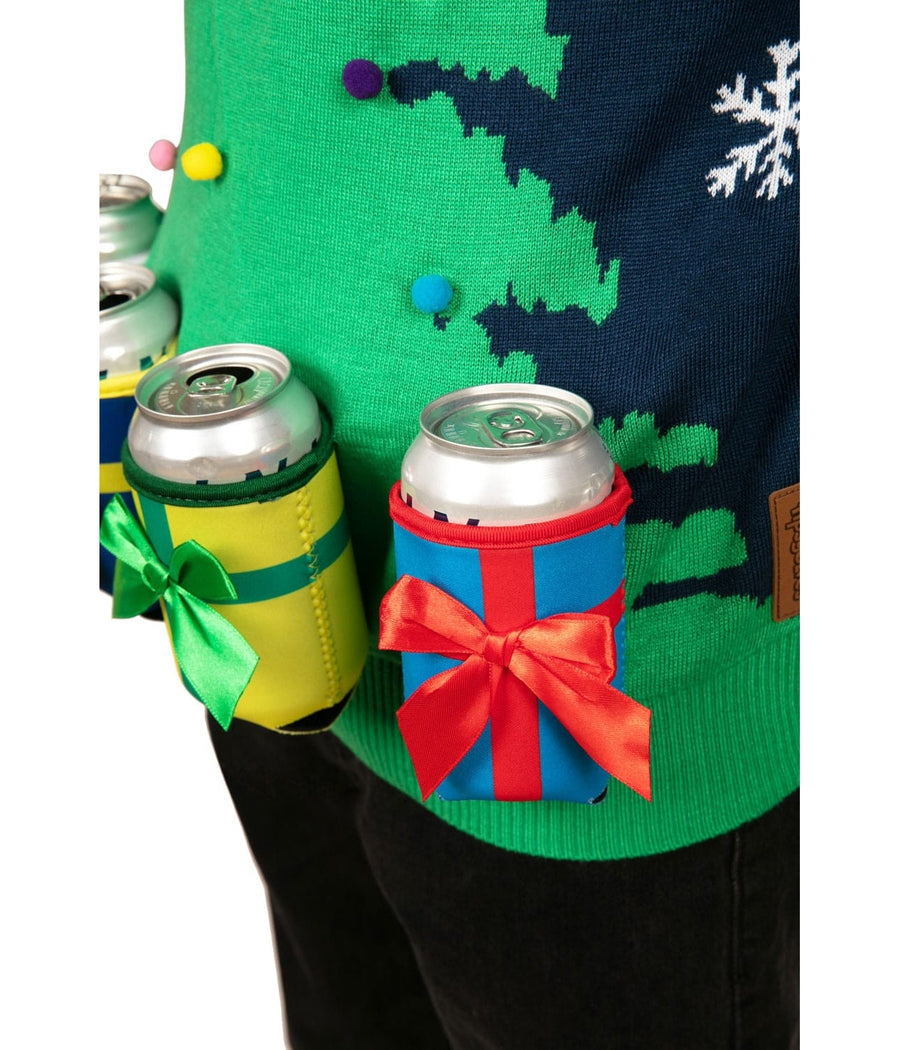 MEN'S CHRISTMAS TREE WITH BEER HOLSTERS UGLY CHRISTMAS SWEATER