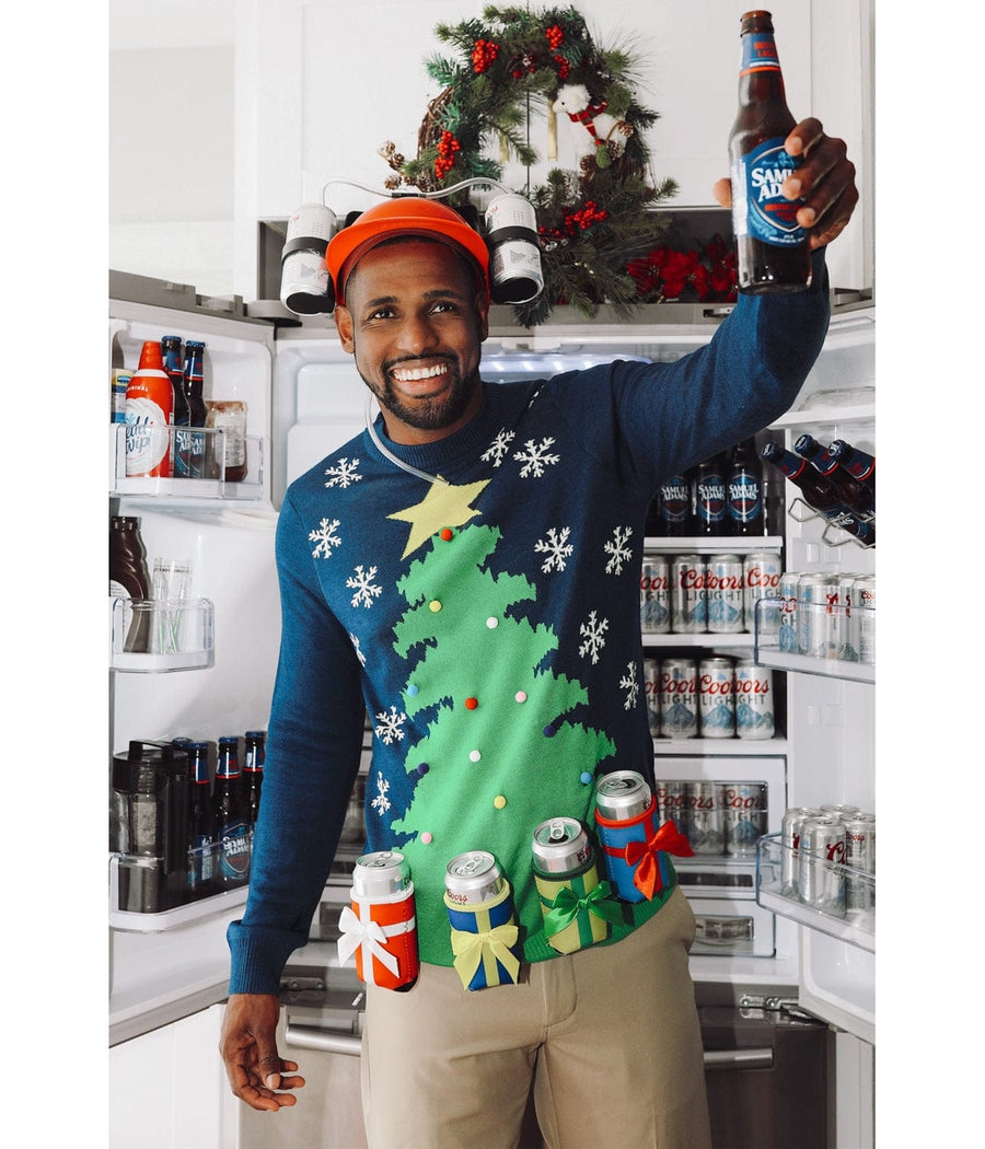 MEN'S CHRISTMAS TREE WITH BEER HOLSTERS UGLY CHRISTMAS SWEATER