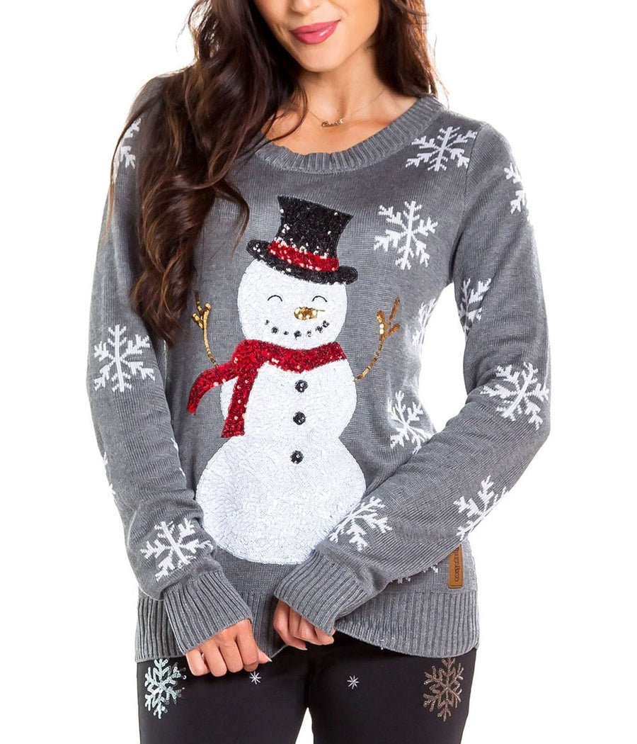WOMEN'S SEQUINED SNOW DAY UGLY CHRISTMAS SWEATER