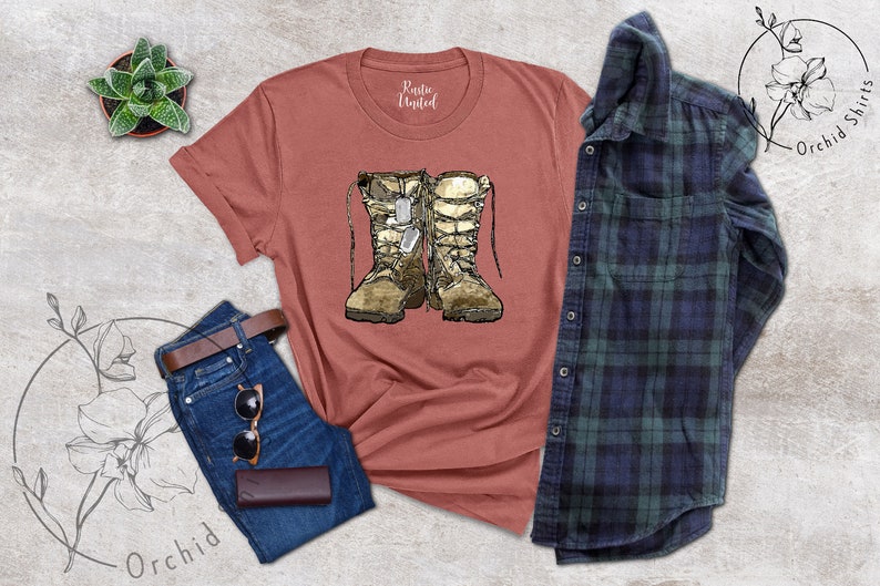 Army Boots With Dog Tags Shirt