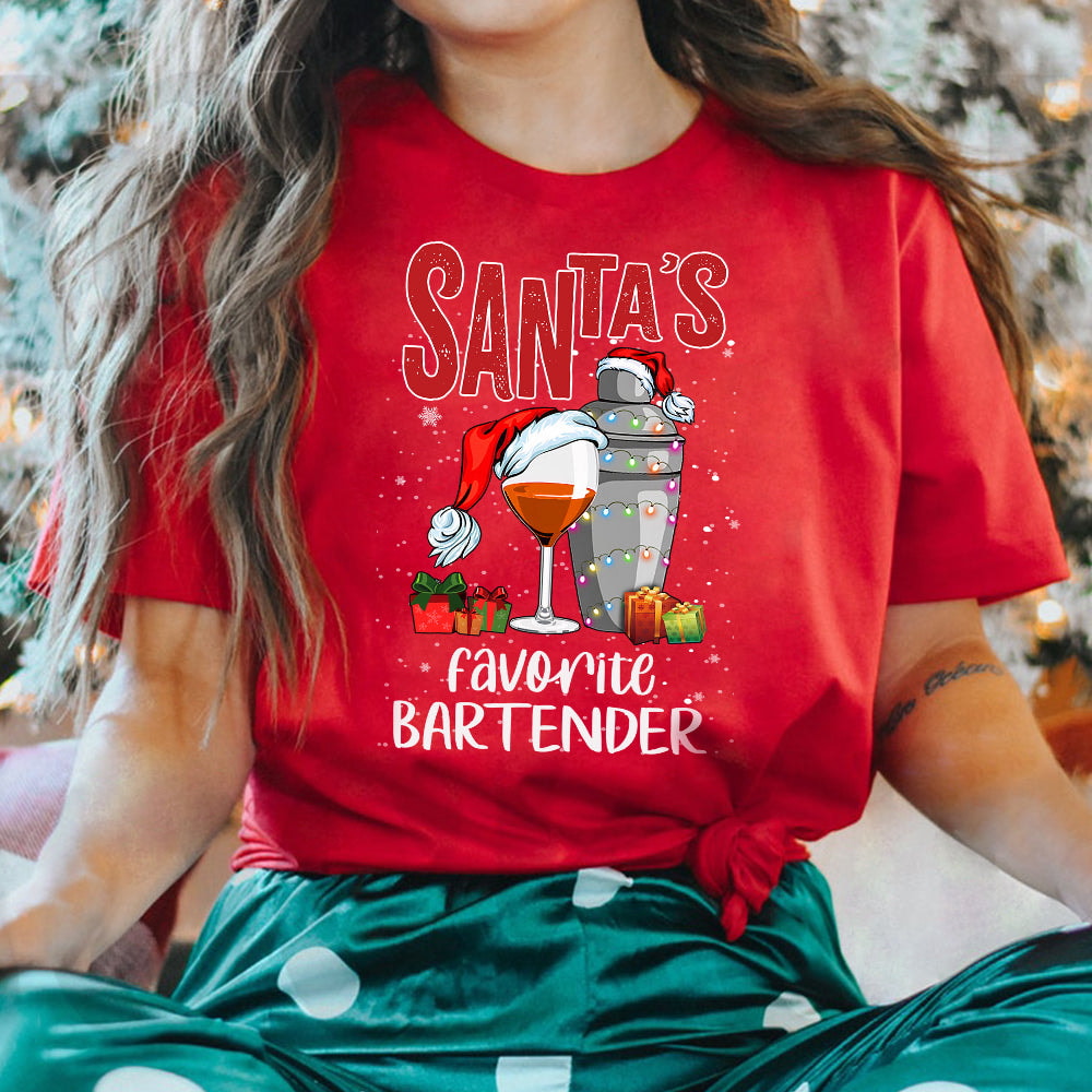 Bartender Christmas Santa Dark Classic T Shirt