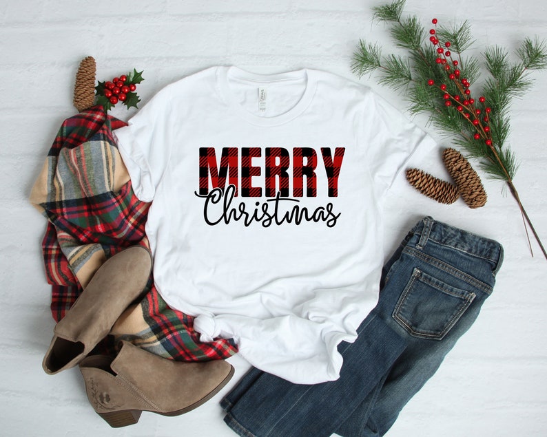 Buffalo Plaid Shirt, Merry Christmas Shirt, Christmas Shirt